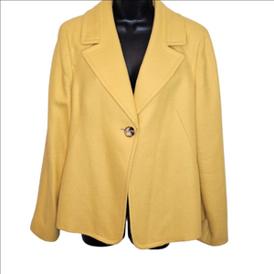 Talbots Marigold Yellow Wool Blend Blazer Jacket, Women's Plus Size 14